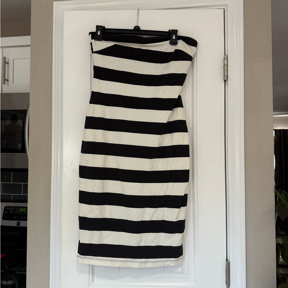 Bebe Black and White Striped tube Dress